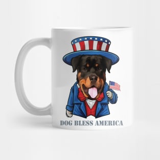 Rottweiler Dog Bless America Mug